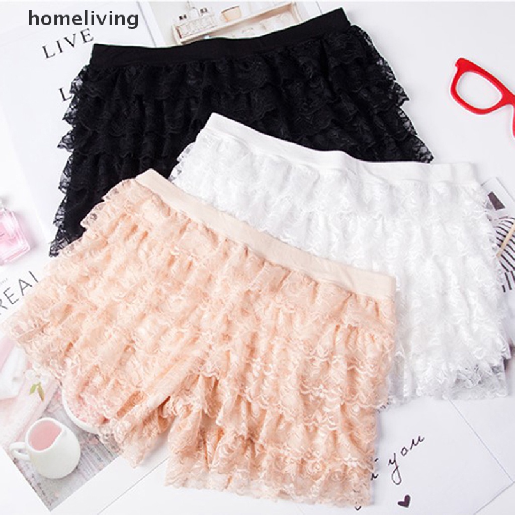 Quần Short Lưng Thun Phối Ren Co Giãn Phong Cách Lolita