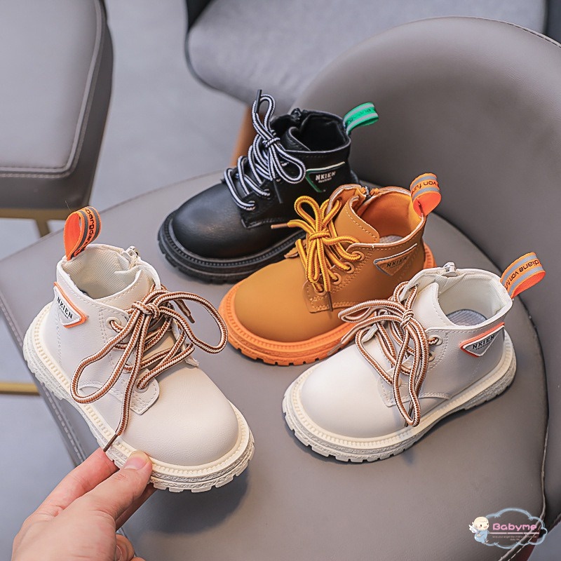 Giày Bốt Martin Màu Vàng Có Khóa Kéo Bên Hông Cho Bé Gái