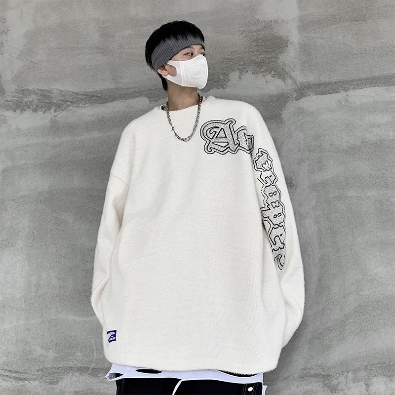 ÁO LEN NAM DỆT KIM THÊU CHỮ THU ĐÔNG 2022 ĐƠN GIẢN NHƯNG VẪN CÁ TÍNH [ORDER TAOBAO]