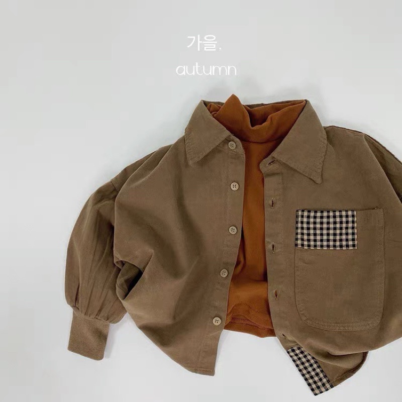 Sơ Mi Nâu Mix Hoạ Tiết Caro Tay Chun