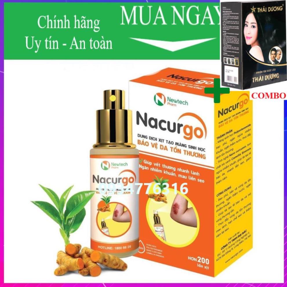 Combo Gội Là Đen Thái Dương+ Nacurgo màng sinh học băng vết thương, tránh nhiễm trùng