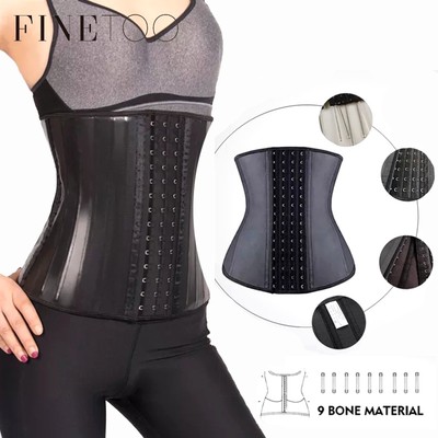 Đai nịt bụng FINETOO định hình làm thon gọn vòng eo cao su latex ba hàng khóa cài tiện lợi