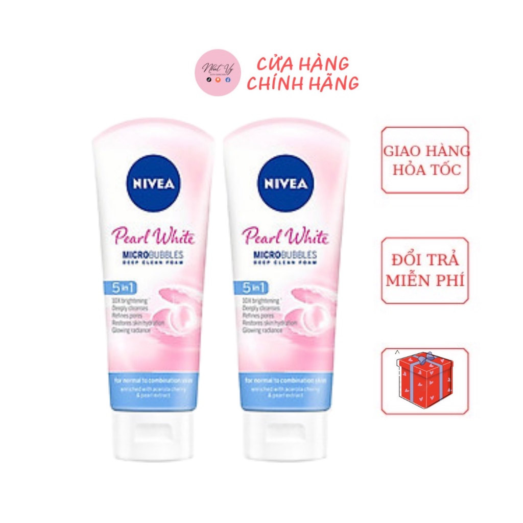 Sữa Rửa Mặt Nivea Pearl White Clay Foam 5IN1 Đất Sét 100g SRM NIVEA Pearl White Micro Bubbles Deep Clean Foam 5in1