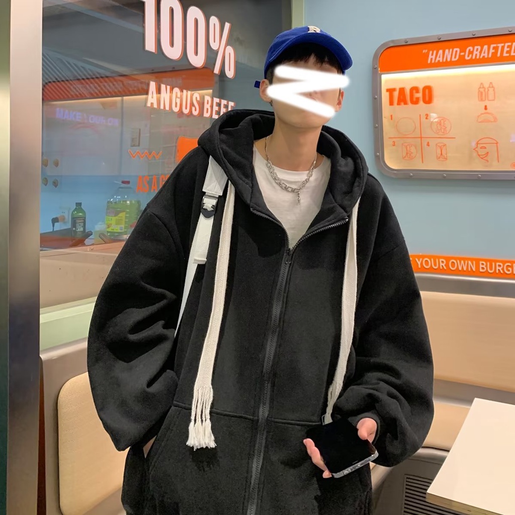 Áo Khoác Hoodie Phối Nhung Dày Dặn Ấm Áp Thời Trang Hàn Quốc Cho Cặp Đôi