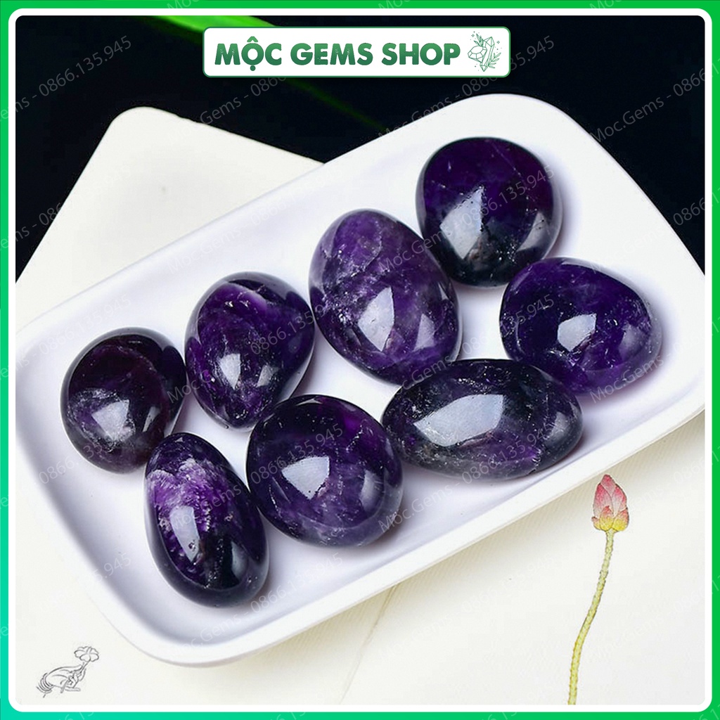 Đá Thach Anh Tím (Amethyst) Viên To Mài Bóng, Đá Thanh Tẩy Tarot, Đá Thach Anh Vụn Tự Nhiên Trang Trí Nhà Cửa