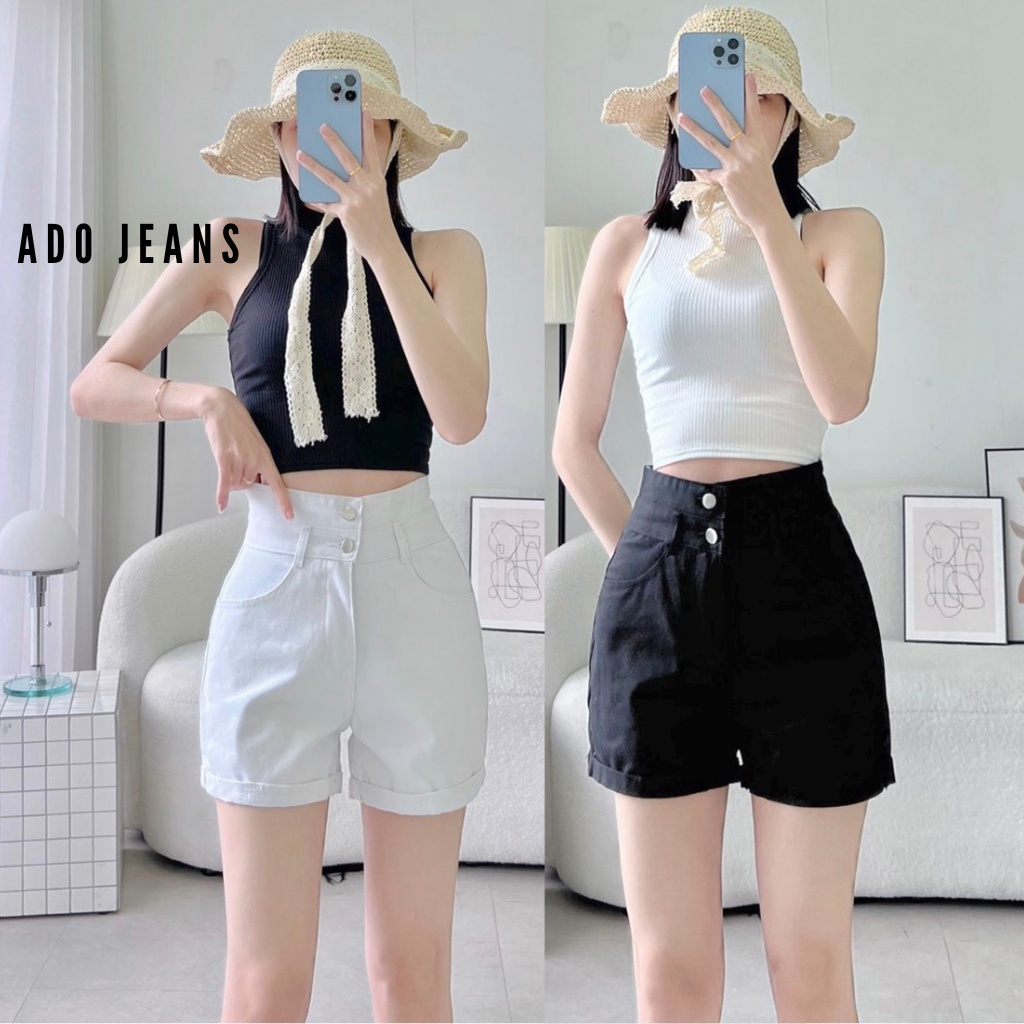 Quần đùi kaki lưng cao hai nút, lai lật dễ thương LL có Bigsize 2XL