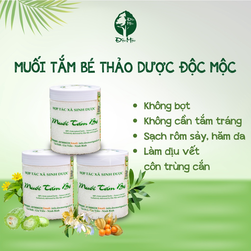 (COMBO 3 TẶNG 1) 03 Muối Tắm Bé Độc Mộc, Muối Tắm Bé Sinh Dược Shopdocmoc Hoàn Toàn Từ Thảo Dược Tự Nhiên Hộp 400gr