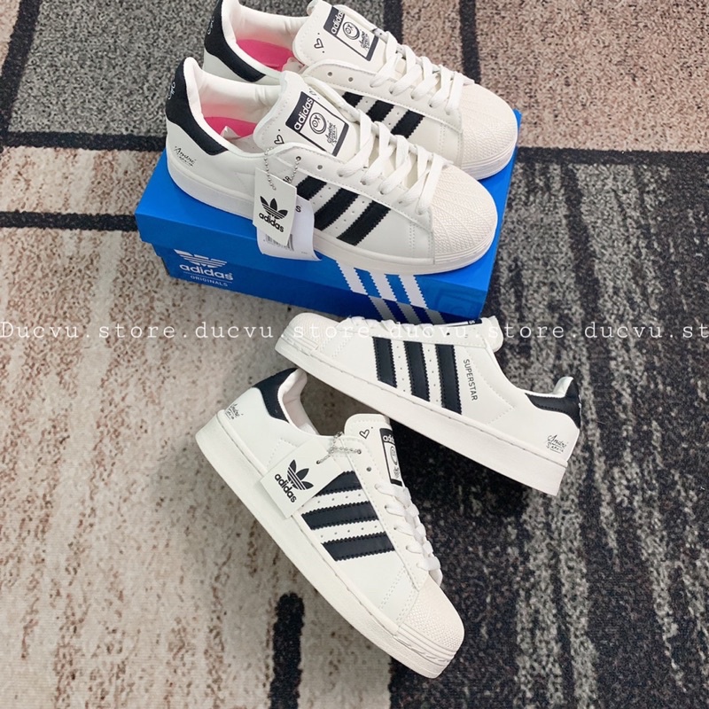 GIÀY ADI.DAS SUPERSTA WHITE BLACK MŨI SÒ HỒNG LÓT HỒNG LAI AU [ FREE SHIP + FULL BOX ]