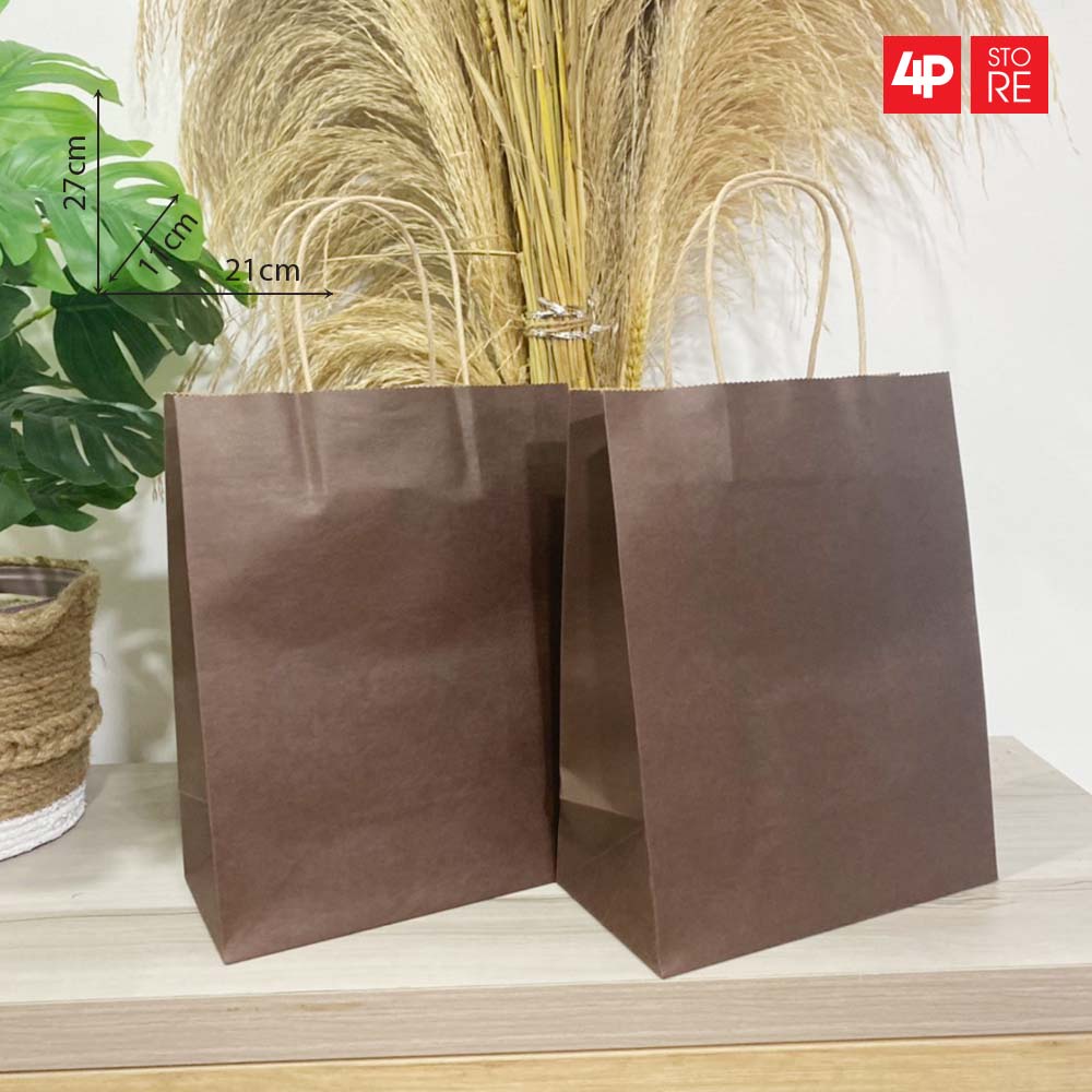 01 TÚI KRAFT NÂU ĐẬM 21X27X11CM  - HỎA TỐC