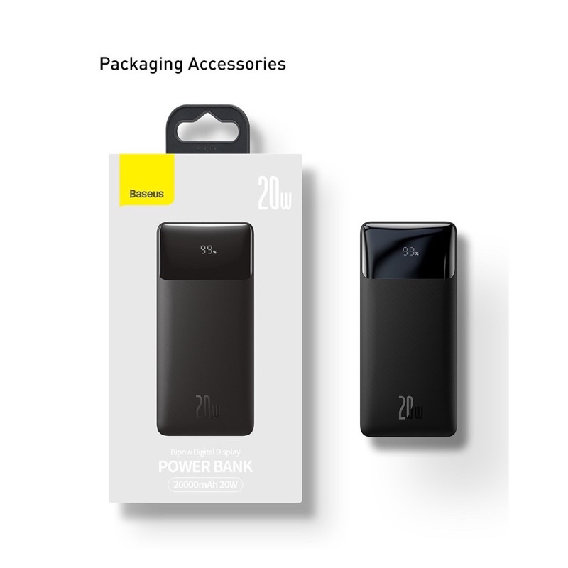 Sạc dự phòng sạc nhanh 20w Baseus 10000mah 20000mAh 30000 mAh 4 cổng input output dùng cho iphone samsung