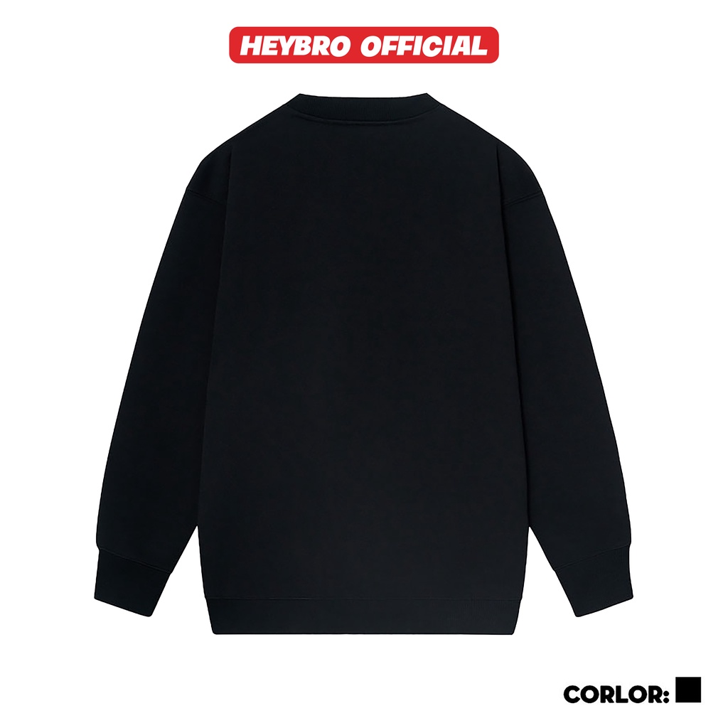 Áo nỉ sweater nam nữ Unisex HEYBRO dài tay trơn form rộng phong cách GenZ