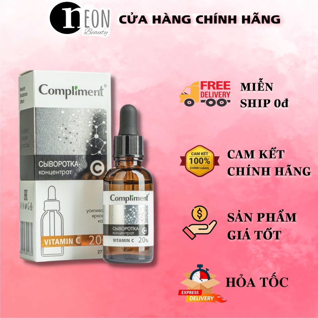 Serum Compliment 20% Vitamin C dưỡng trắng, mờ thâm, căng bóng da 27ml - NEON BEAUTY