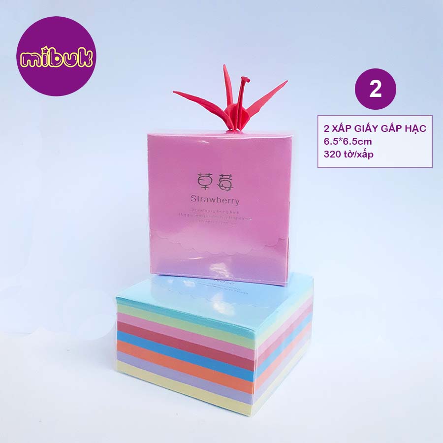 Combo MAY MẮN 440 tờ giấy gấp sao + 640 tờ giấy gấp hạc 6.5x6.5 cm