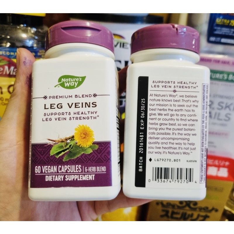 VIÊN UỐNG CHAY GIẢM GIÃN TĨNH MẠCH LEG VEINS SUPPORT BLEND /NATURE'S WAY 60 VIÊN - USA