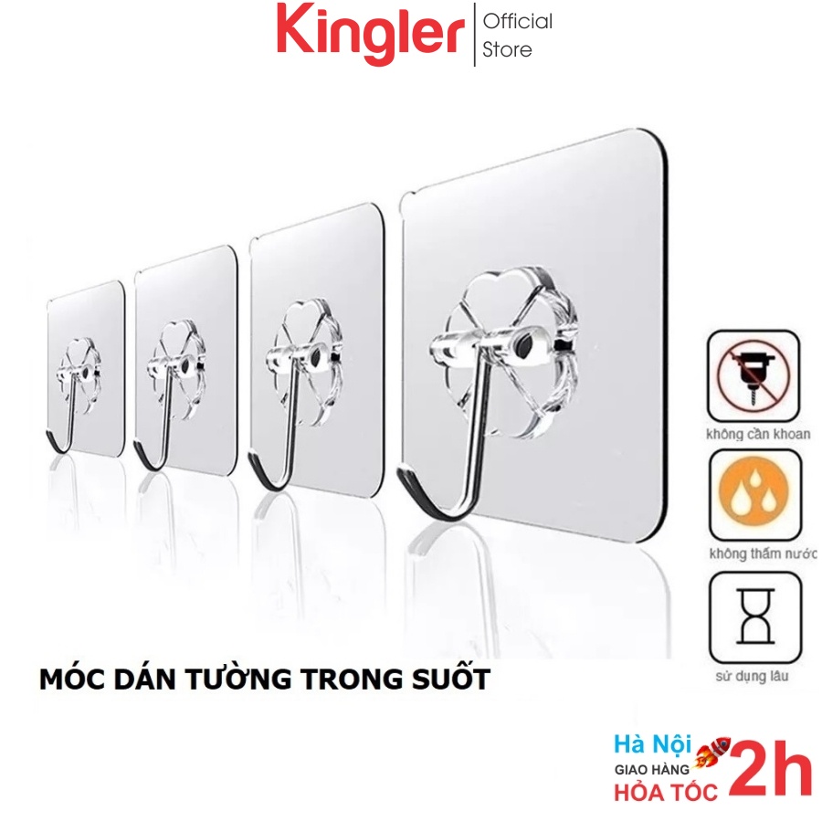 4 Móc Treo Trong Suốt Đa Năng, Móc Treo Đồ Dùng Gia Đình, Móc Nhựa Dán Tường Siêu Chắc, Tiện Lợi, Kingler 2213Set4