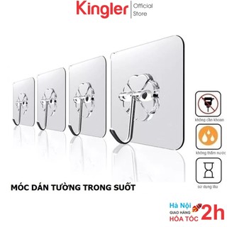 4 Móc Treo Trong Suốt Đa Năng, Móc Treo Đồ Dùng Gia Đình, Móc Nhựa Dán Tường Siêu Chắc, Giá RẻTiện Lợi, Kingler 2213Set4