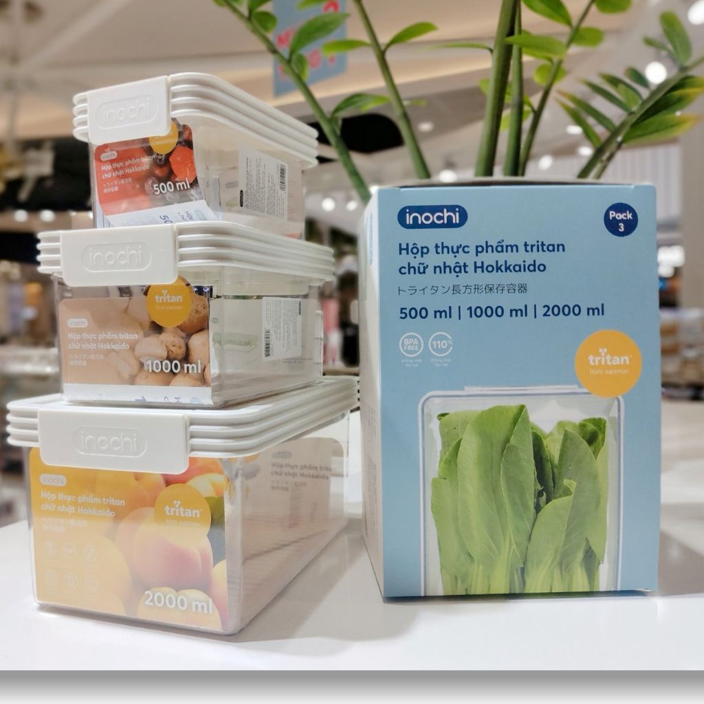 [5 Size] Hộp Thực Phẩm Tritan Chữ Nhật, Hộp Trữ Đông Tritan INOCHI Cao Cấp Kháng Khuẩn Không Mùi, An Toàn Cho Sức Khỏe