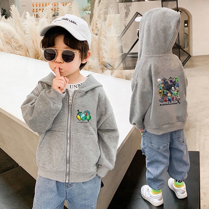 ROBLOX Áo Khoác Cotton Mỏng Có Khóa Kéo In Hình Game Minecraft Thời Trang Mùa Thu 2022 Cho Bé 2-12 Tuổi