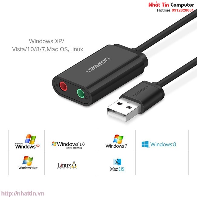 Card sound USB 2.0 to 3.5mm chính hãng Ugreen 30724 cao cấp