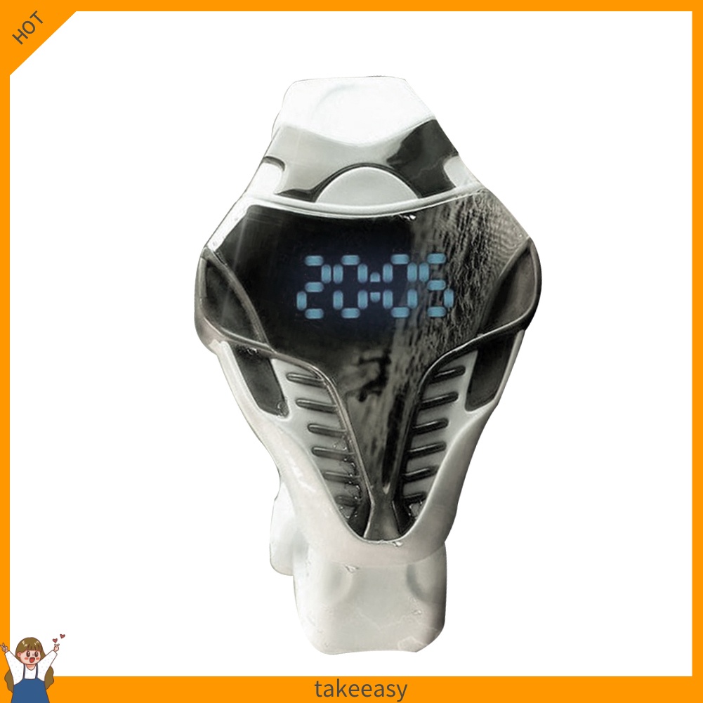 Đồng hồ đeo tay kỹ thuật số có đèn LED dây đeo giả da thời trang cá tính cho nam