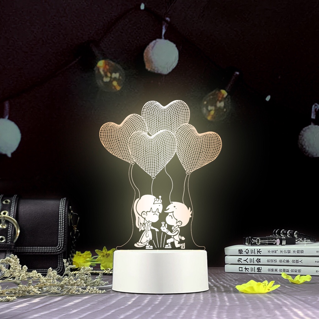 Đèn ngủ 3d để bàn 3 chế độ sáng trang trí phòng, đèn led decor làm quà tặng sinh nhật, quà 8-3 | BigBuy360 - bigbuy360.vn
