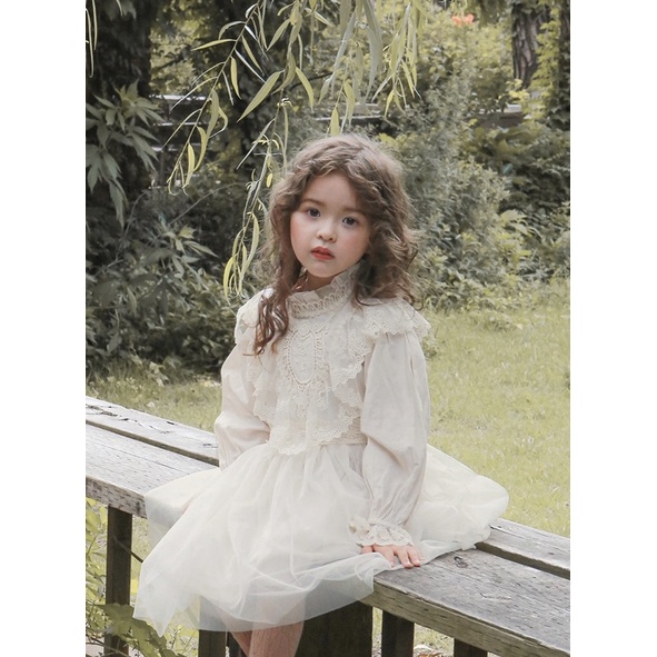 Váy Princess mix ren siu xinh bé gái