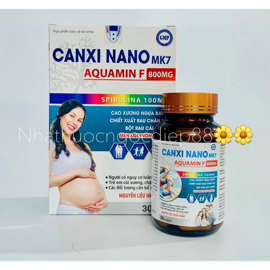 Viên uống CANXI NANO MK7 AQUAMIN F 800mg - Cao xương ngựa bạch - Canxi tảo biển đỏ bổ sung Canxi D3 K2 MK7