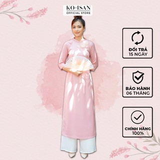 Áo dài cách tân lụa hồng tay lỡ đính hoa tiểu thư koisan 21052011-1