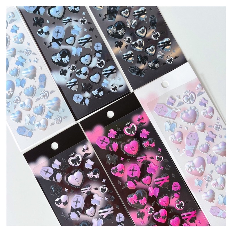 Sticker trang trí hologram hàn quốc kim tuyến tim 3 chiều xinh xắn