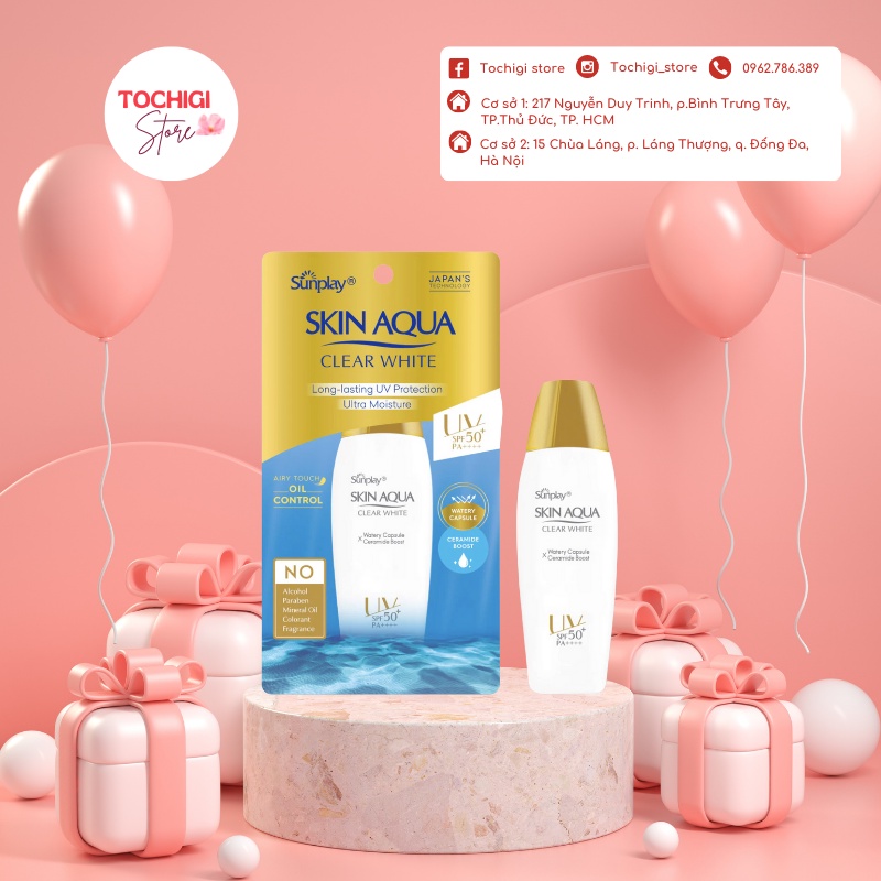 Sữa chống nắng hằng ngày dưỡng trắng cho da dầu Sunplay Skin Aqua Clear White SPF 50+ PA++++