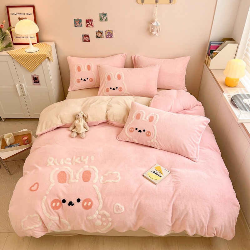 Set nỉ thêu IGUN BEDDING hoạ tiết hoạt hình cute