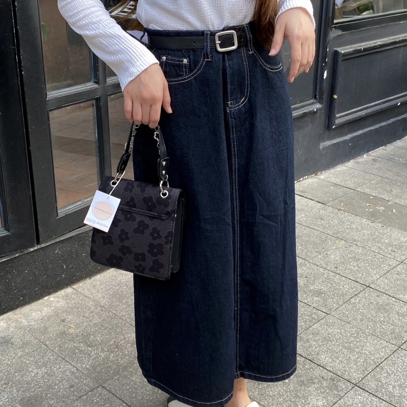 Chân váy jean dài QC