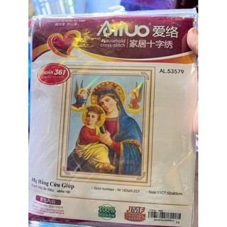 Tranh thêu chữ thập Đức Mẹ Hằng Cứu Giúp 53579 (52x69) chưa thêu