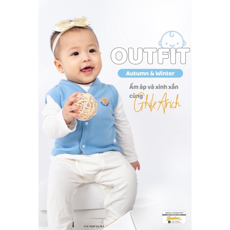 Áo ghi lê Arich vải sợi tre cao cấp siêu mềm ấm cho bé