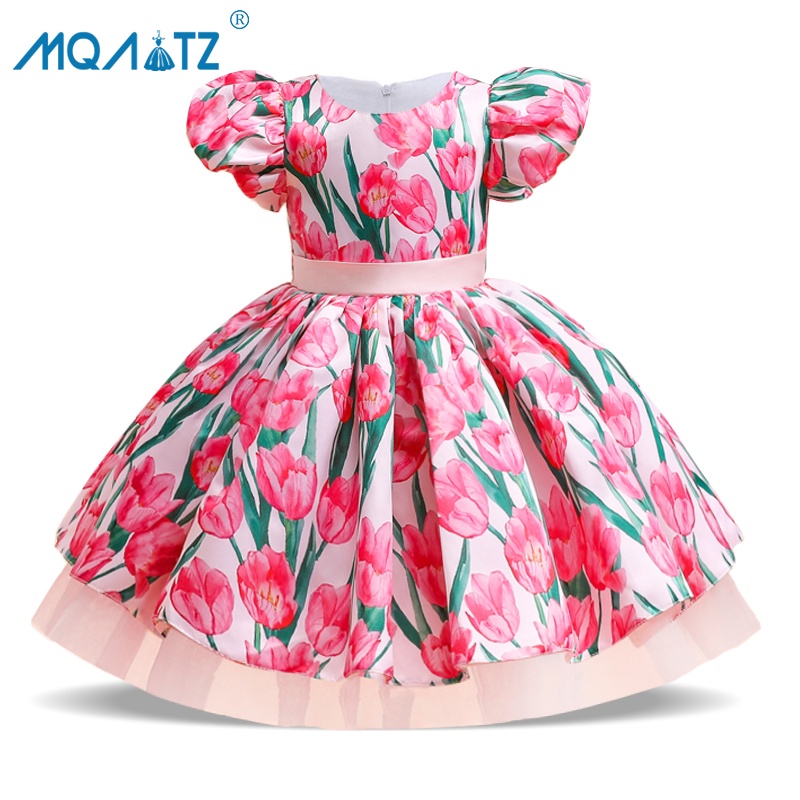 Đầm công chúa MQATZ họa tiết hoa mùa hè xinh xắn thời trang cho bé gái