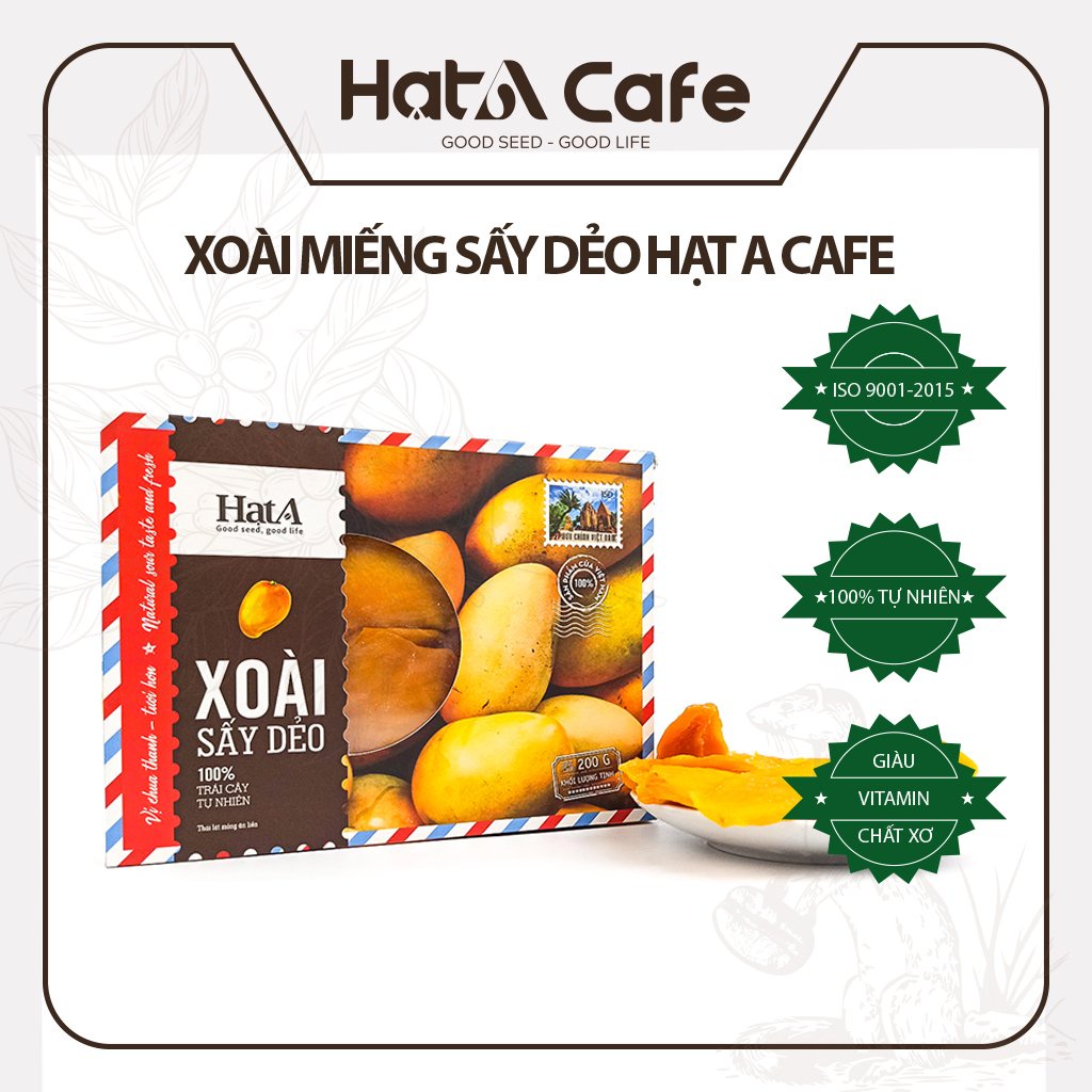 Xoài miếng sấy dẻo Hạt A Cafe 100% vị chua ngọt thơm ngon tự nhiên 200gr