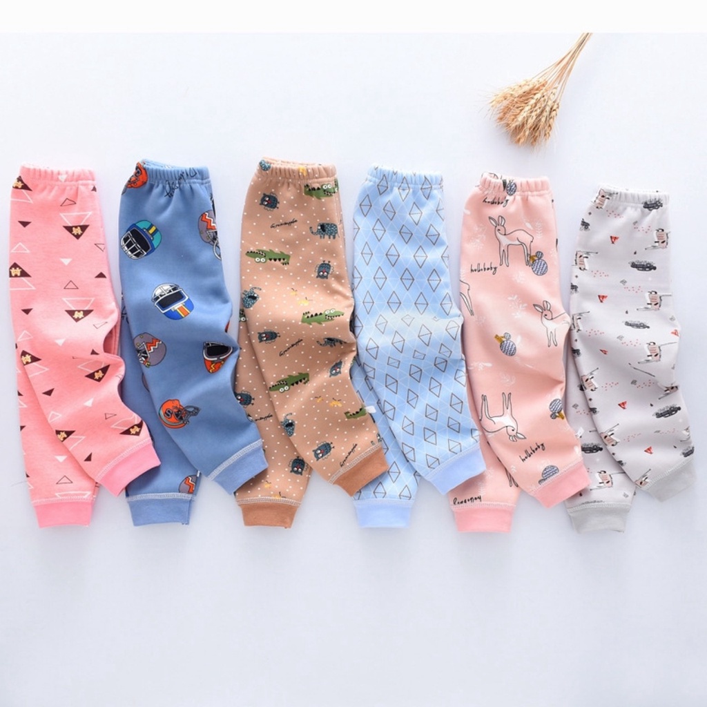 Quần dài bé trai gái nỉ bông quần chục cho trẻ em sơ sinh đến 14kg họa tiết dễ thương 2X MART