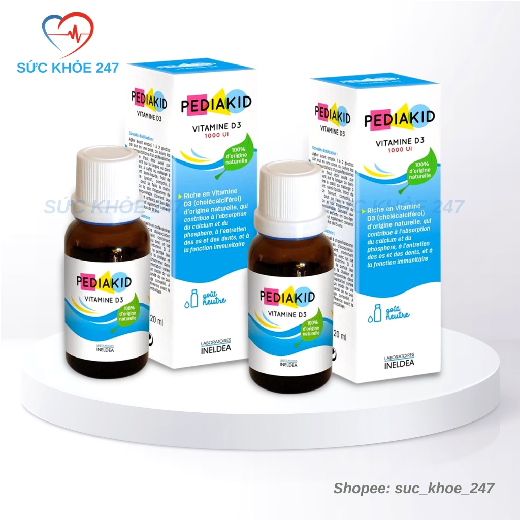 Pediakid Vitamin D Lọ 20ML - Bổ Sung Vitamin D Cho Cơ Thể, Hỗ Trợ Tăng Hấp Thu Canxi, Giúp Phát Triển Xương, Răng Ở Trẻ