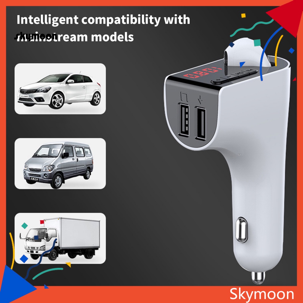 Máy Phát Nhạc FM Không Dây Kết Nối Bluetooth Kèm Tai Nghe Chuyên Dụng Trên Xe Hơi
