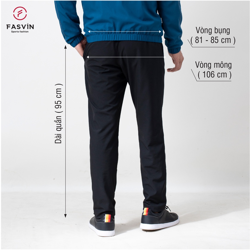 Quần gió nam 02 lớp FASVIN QBC22541.SG ống suông lót lưới hàng cao cấp
