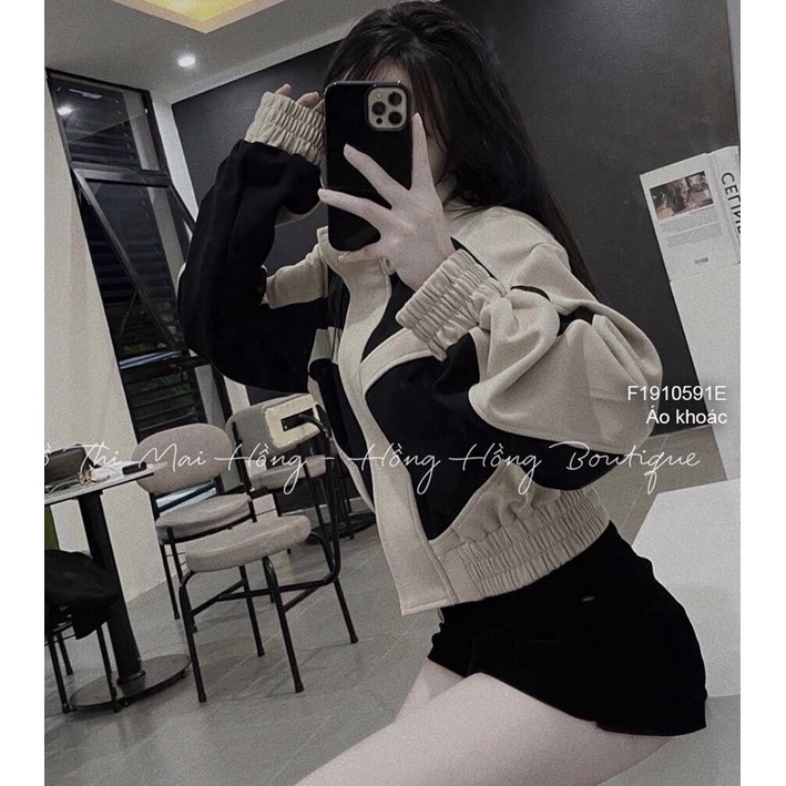 Áo khoác 2 màu cổ cao khoá kéo dài tay TT1910