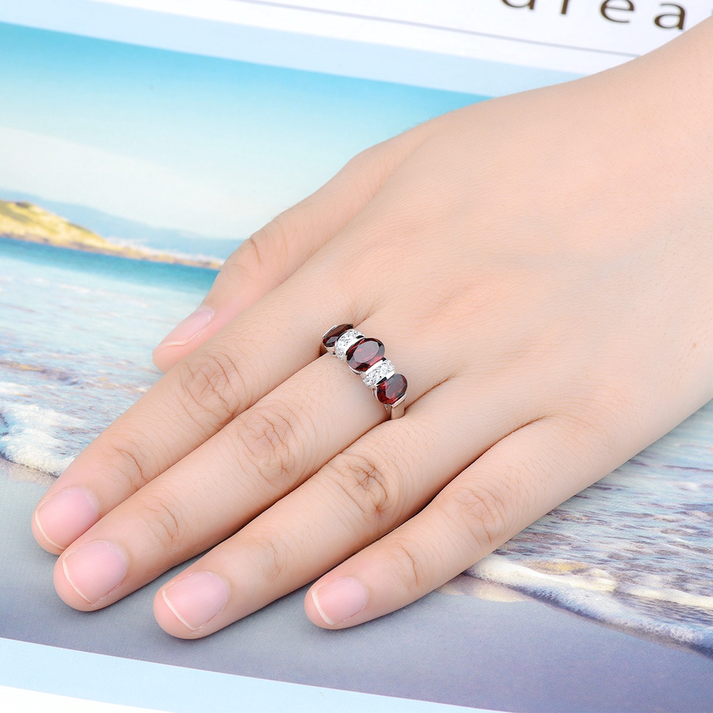 Lohaspie Nhẫn Bạc 925 Đính Đá Quý Tự Nhiên 3.8 carats Thời Trang Cho Nữ