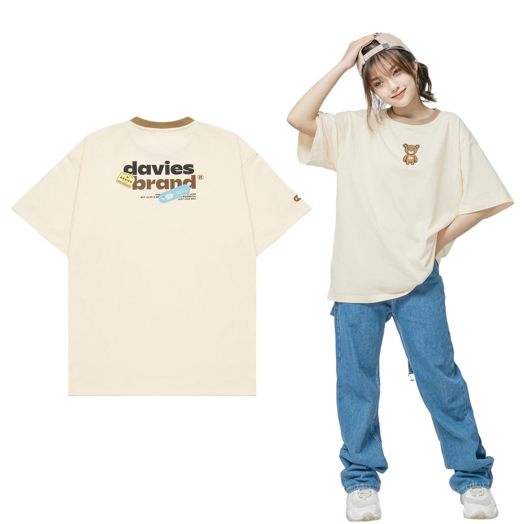 Áo phông nữ form rộng tay lỡ màu be EBR Teddy tee local brand DAVIES | D25-T3