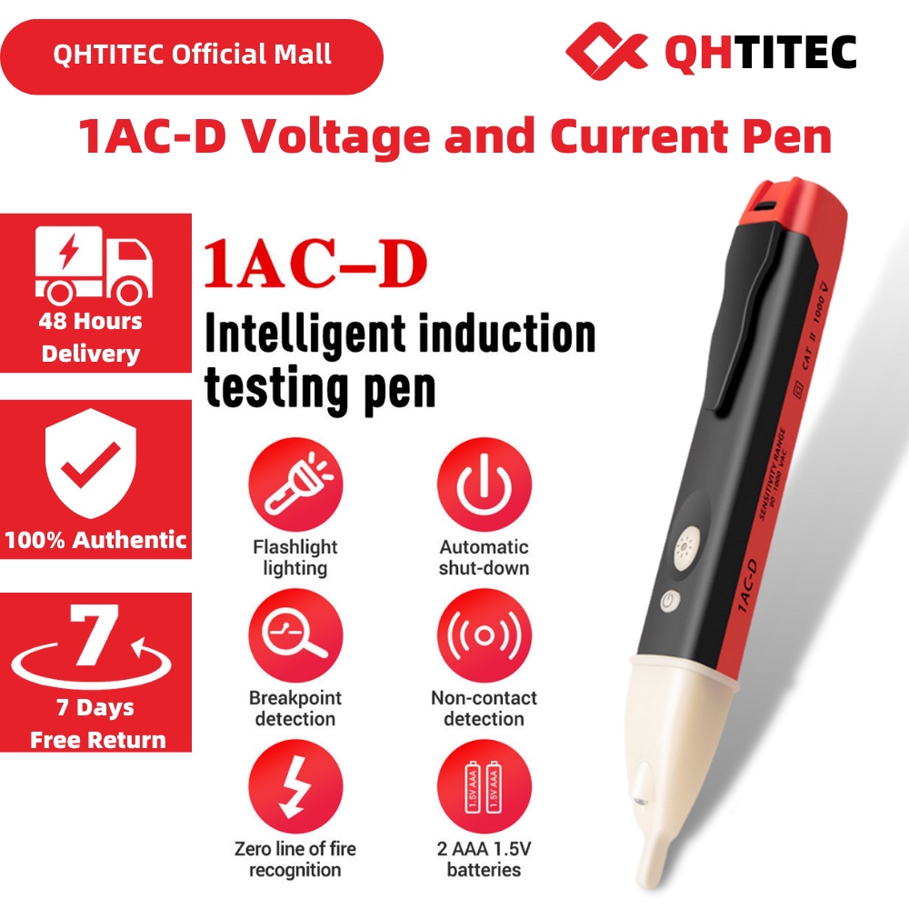 Bút Dò Điện Không Tiếp Xúc ABG 1AC-D Đèn Báo Bút Thử Cảm Ứng 90-1000V Vôn Kế Đầu Dò Điện Áp Bọc Nhựa An Toàn