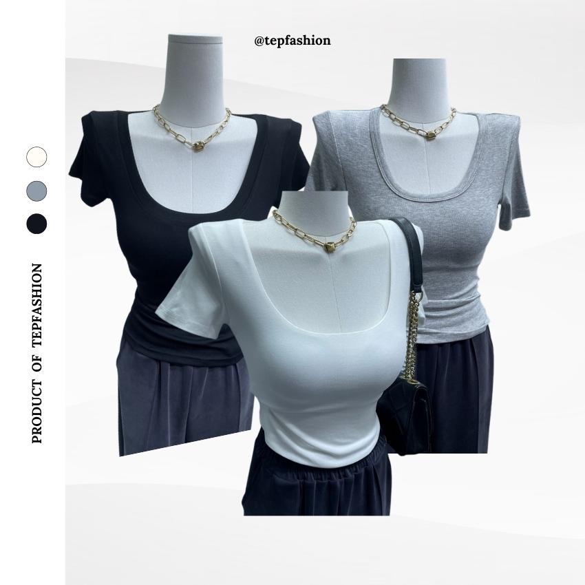 Áo Thun Cổ U - Vuông Tay Ngắn Dáng Ôm Tep Fashion - AT001