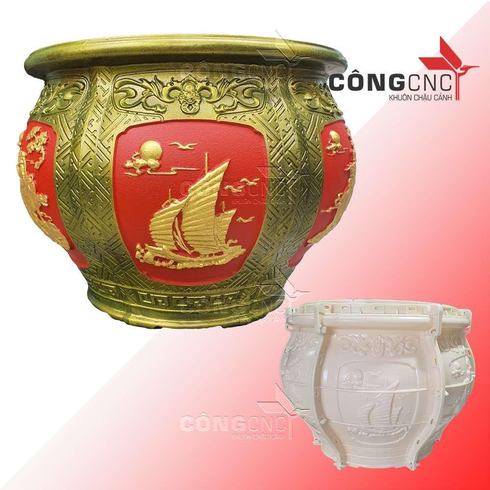 Khuôn chậu tròn chum 60 họa tiết Mục đồng chăn trâu_Thuyền