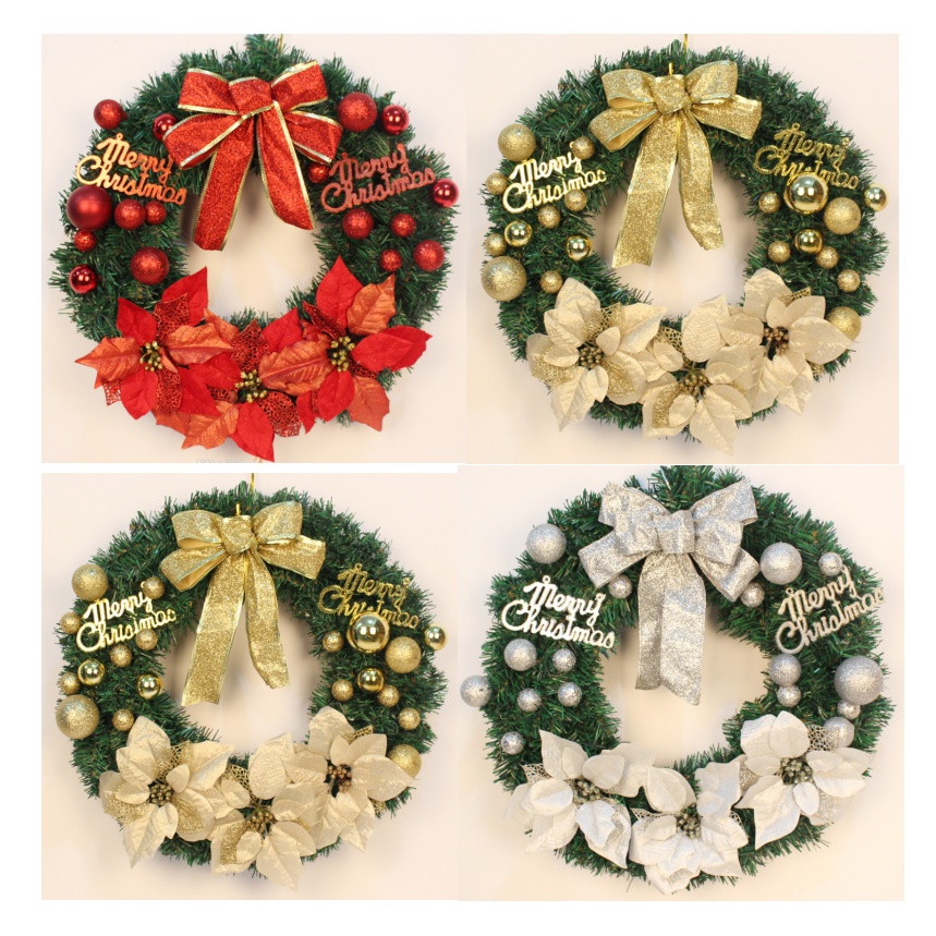 Vòng Hoa Trang Trí Noel KCS16 size 40cm Tặng Kèm Đèn Vòng Nguyệt Quế Giáng Sinh