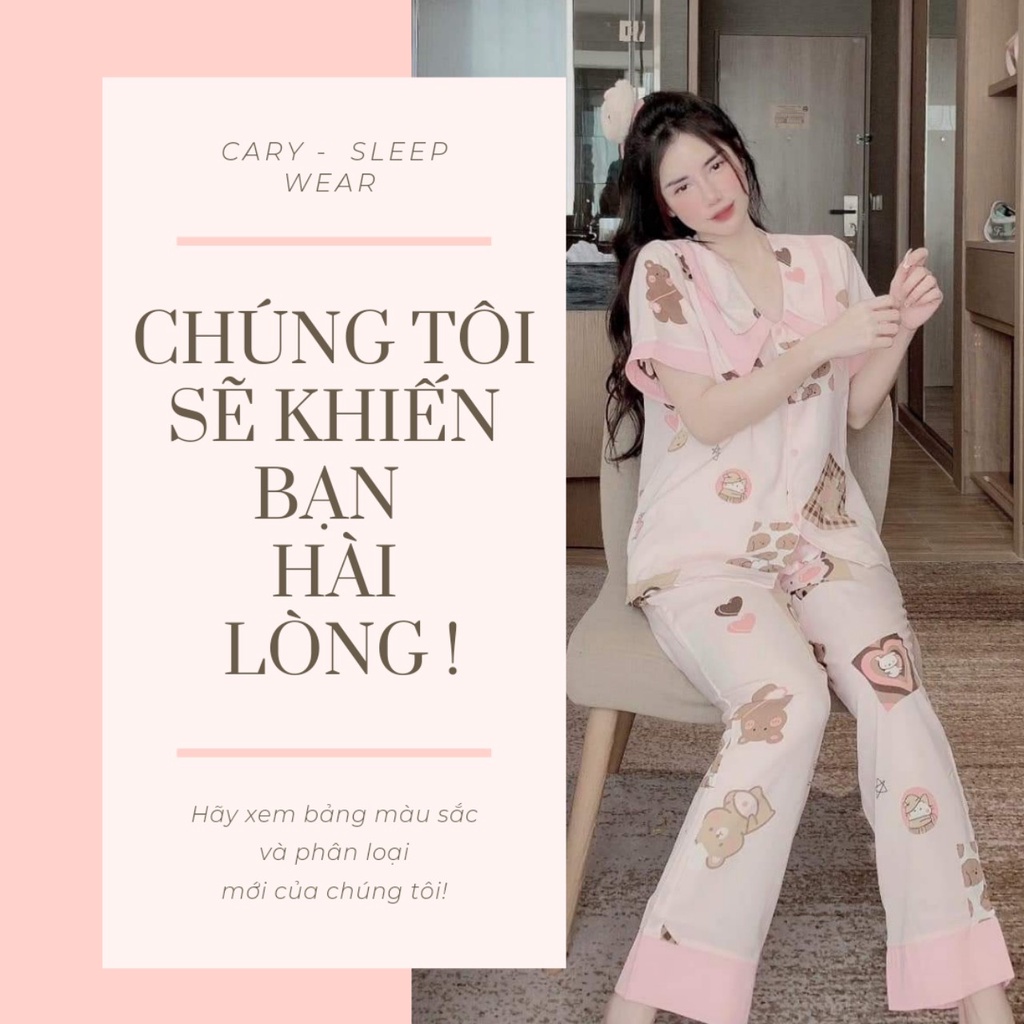 Đồ bộ nữ pijama lụa mango cao cấp tay ngắn quần dài mặc nhà CARY