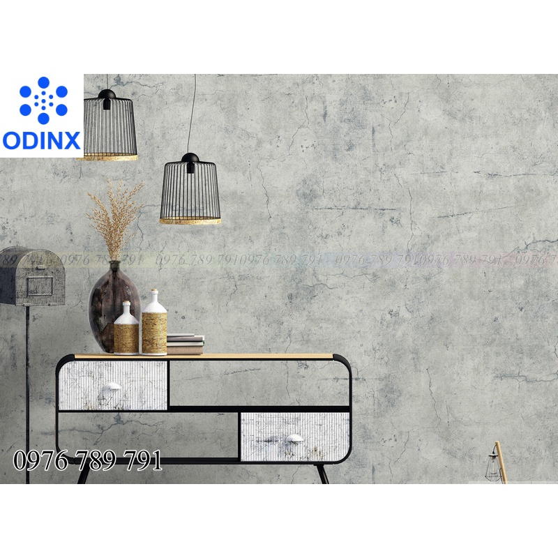 Giây Dán Tường Hàn Quốc Giả Xi Măng Bê Tông, Lụa Dày Không Keo Cho Phòng Ngủ Cao Cấp, Cuộn 16.5 m2 ODINX