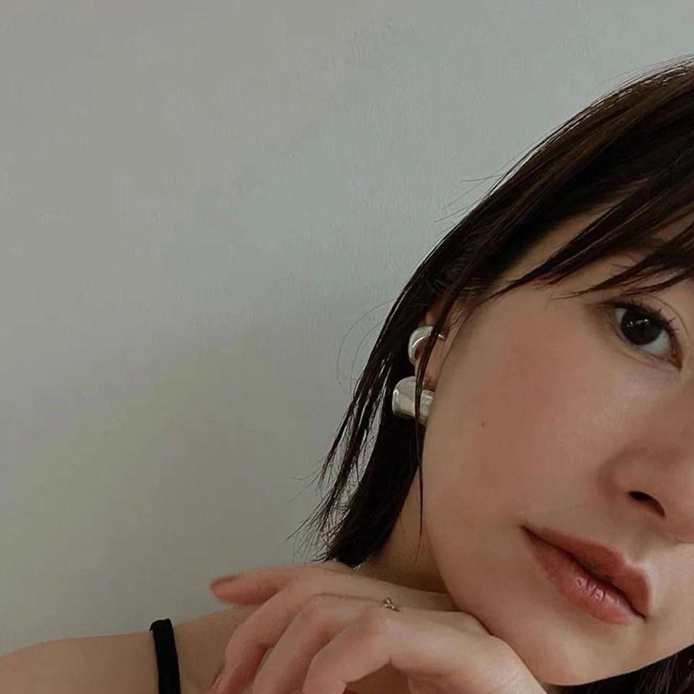 MXGOODS Khuyên Tai Kim Loại Hình Chữ C Phong Cách Hàn Quốc